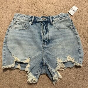 Good American Bombshell Shorts Womens 8/29 Blue Distressed Shorts High Rise NWT